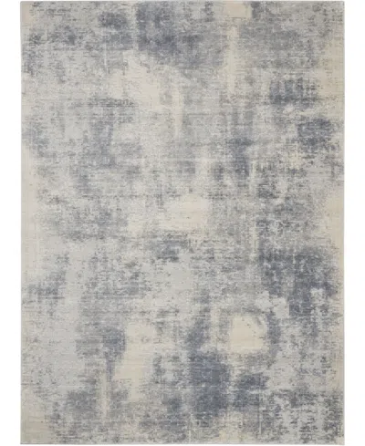 Nourison Home Rustic Textures Rus02 Blue And Ivory 7'10" X 10'6" Area Rug In Multi