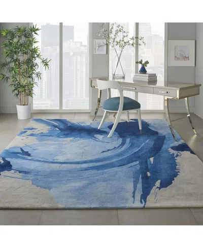 Nourison Home Symmetry Smm01 Blue And Ivory 7'9" X 9'9" Area Rug In Multi