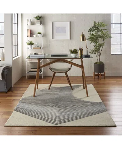 Nourison Home Symmetry Smm06 Ivory And Gray 5'3" X 7'9" Area Rug In Multi