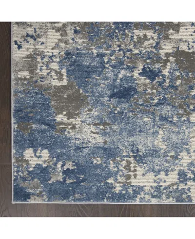 Nourison Home Rustic Textures Rus08 Gray And Blue 5'3" X 7'3" Area Rug In Multi