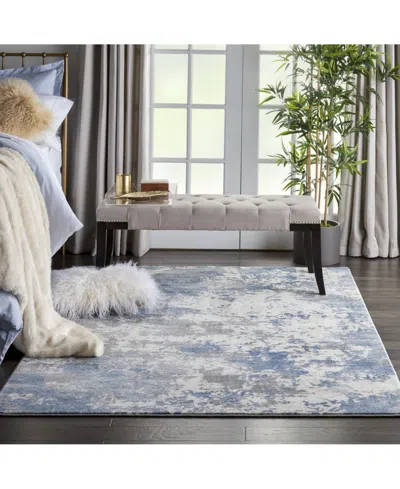 Nourison Home Rustic Textures Rus08 Gray And Blue 5'3" X 7'3" Area Rug In Multi