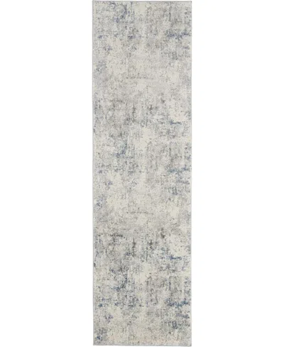 Nourison Home Rustic Textures Rus07 Ivory And Gray 2'2" X 7'6" Runner Rug In Multi