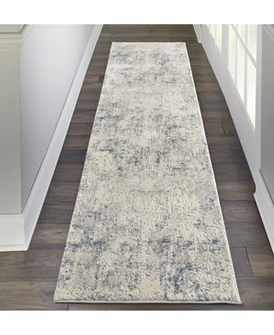 Nourison Home Rustic Textures Rus07 Ivory And Gray 2'2" X 7'6" Runner Rug In Multi