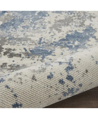 Nourison Home Rustic Textures Rus08 Gray And Blue 2'2" X 7'6" Runner Rug In Multi