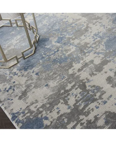Nourison Home Rustic Textures Rus08 Gray And Blue 7'10" X 10'6" Area Rug In Multi