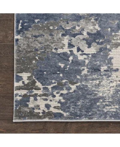 Nourison Home Rustic Textures Rus08 Gray And Blue 7'10" X 10'6" Area Rug In Multi