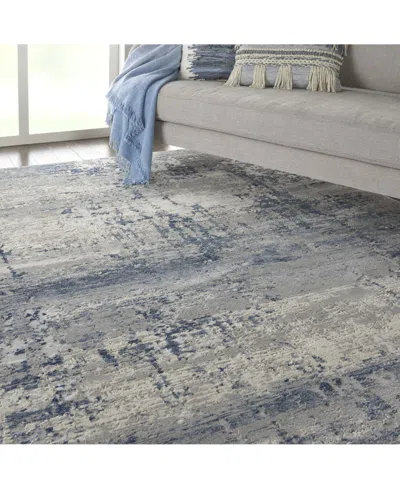 Nourison Home Rustic Textures Rus10 Ivory And Blue 7'10" X 10'6" Area Rug In Multi