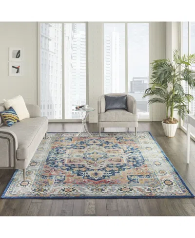 Nourison Home Ankara Global Anr11 Blue And Multi 7'10" X 9'10" Area Rug In Multi