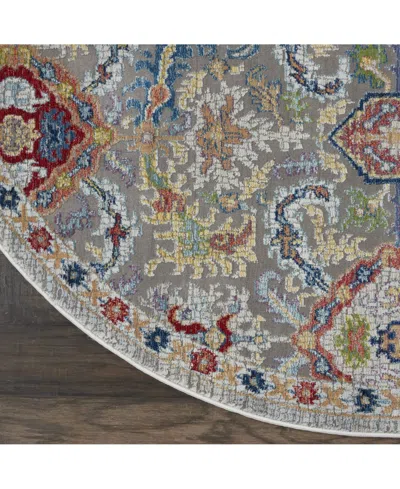 Nourison Home Ankara Global Anr12 Gray And Multi 4' Round Rug