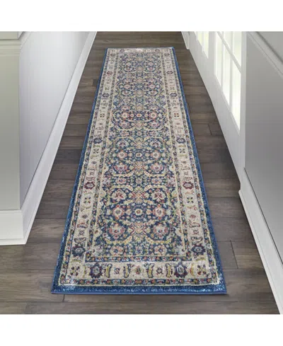 Nourison Home Ankara Global Anr13 Navy And Multi 2' X 6' Runner Rug In Multi