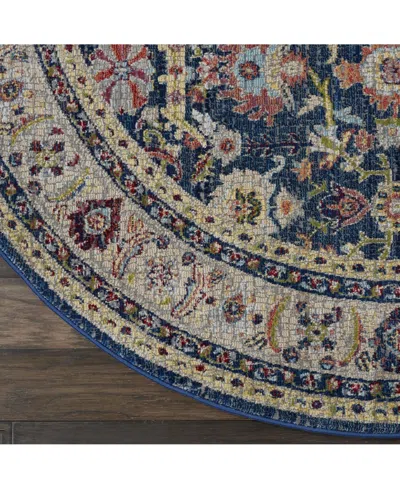 Nourison Home Ankara Global Anr13 Navy And Multi 6' Round Rug In Multi