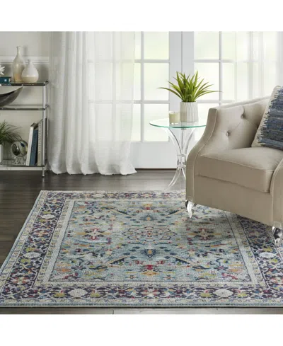 Nourison Home Ankara Global Anr14 Teal And Multi 5'3" X 7'6" Area Rug In Multi