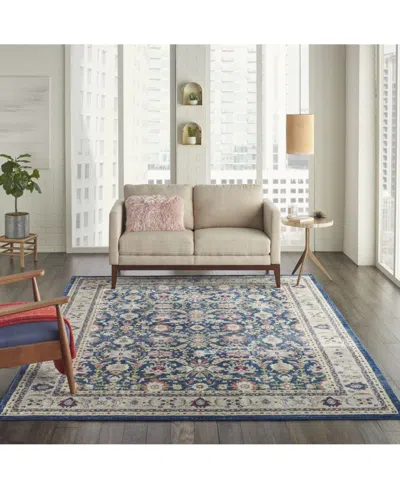 Nourison Home Ankara Global Anr13 Navy And Multi 7'10" X 9'10" Area Rug In Multi