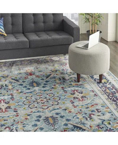 Nourison Home Ankara Global Anr14 Teal And Multi 7'10" X 9'10" Area Rug In Multi