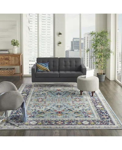 Nourison Home Ankara Global Anr14 Teal And Multi 7'10" X 9'10" Area Rug In Multi