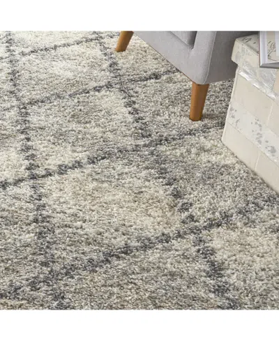 Nourison Home Oslo Shag Osl01 Ivory And Gray 7'10" X 10'6" Area Rug In Multi