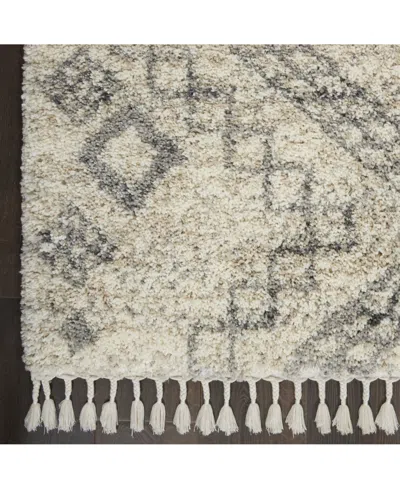 Nourison Home Oslo Shag Osl02 Ivory And Gray 5'3" X 7'9" Area Rug In Multi