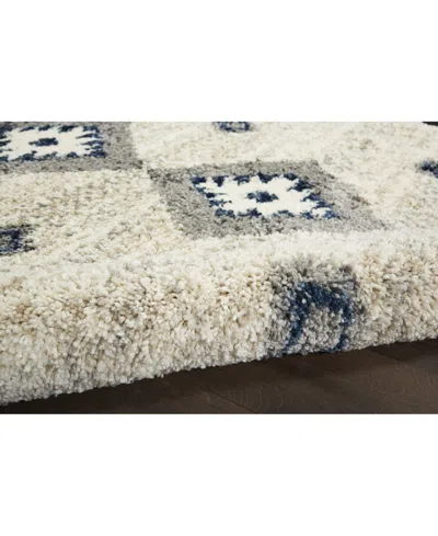 Nourison Home Oslo Shag Osl03 Ivory And Blue 5'3" X 7'9" Area Rug In Multi
