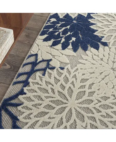 Nourison Home Aloha Alh05 Ivory And Navy 2'8" X 4' Outdoor Area Rug In Multi