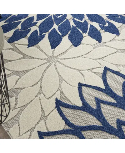 Nourison Home Aloha Alh05 Ivory And Navy 7'10" X 10'6" Outdoor Area Rug In Multi