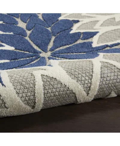 Nourison Home Aloha Alh05 Ivory And Navy 7'10" Round Rug In Multi