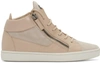 Giuseppe Zanotti Leather And Suede High-top Sneakers In Nude