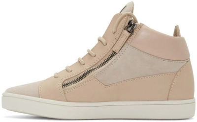 Shop Giuseppe Zanotti Pink London Mid-top Sneakers In Nude