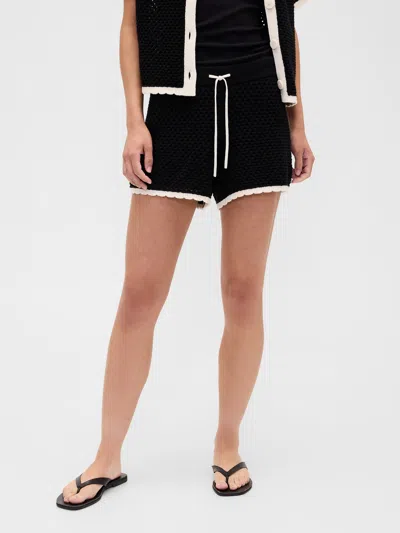 Gap Factory Relaxed Pull-on Open-stitch Sweater Shorts In Black