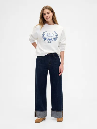 Gap Factory Oversized Wedge Gap Logo Sweatshirt In White
