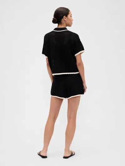 Gap Factory Relaxed Pull-on Open-stitch Sweater Shorts In Black