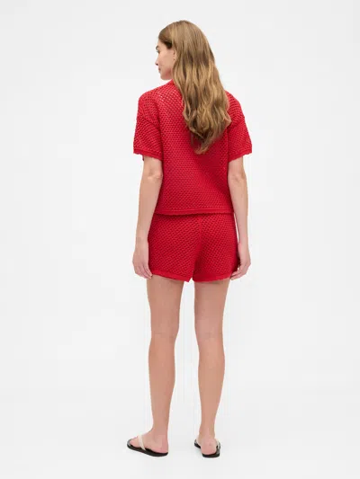 Gap Factory Relaxed Pull-on Open-stitch Sweater Shorts In Red