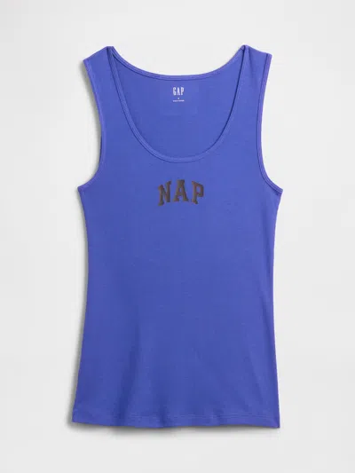 Gap Factory Ribbed Gap Nap Logo Tank Top In Blue
