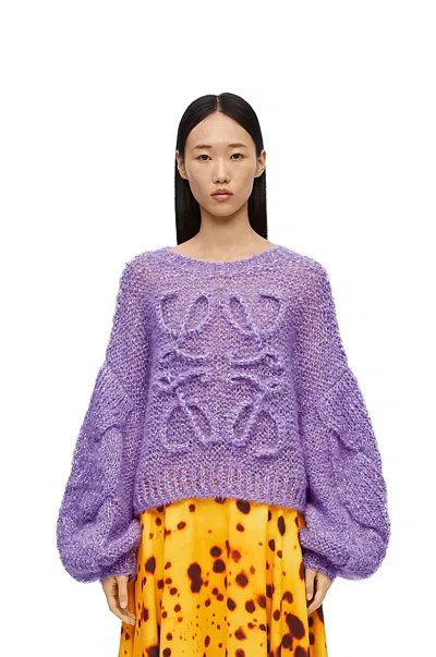Loewe Anagram Sweater In Mohair Blend In Purple