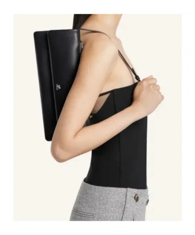 Courrèges Rectangular Leather Shoulder Bag With Adjustable Strap In Pattern