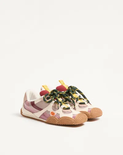 Valentino Amphibia Trainer In Rubberised Calfskin And Calfskin In Purple