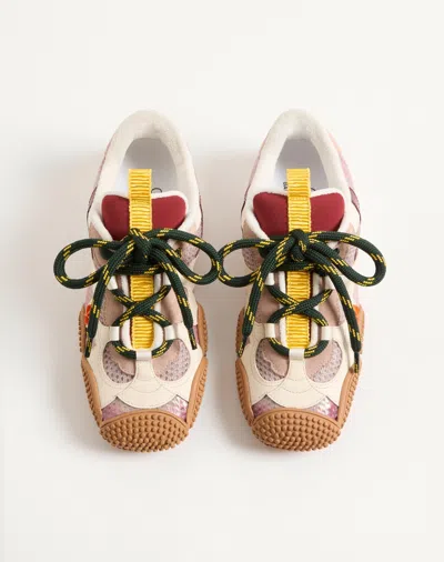 Valentino Amphibia Trainer In Rubberised Calfskin And Calfskin In Purple