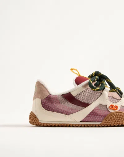 Valentino Amphibia Trainer In Rubberised Calfskin And Calfskin In Purple