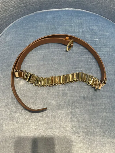 Miu Miu Leather And Metal Belt In Gold