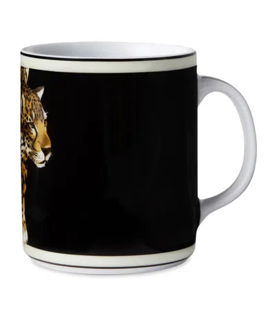 Dolce & Gabbana Casa Porcelain Leopard Mug In Black