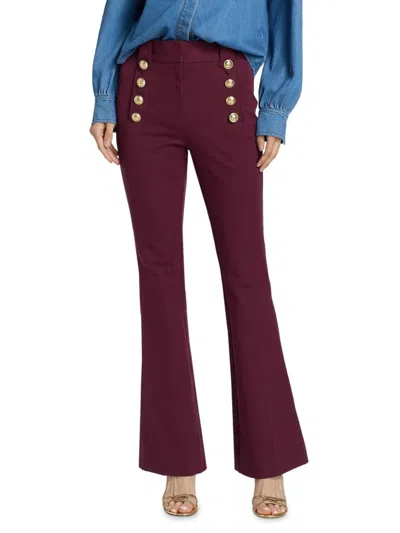 Derek Lam 10 Crosby Women's Robertson Buttoned Flare Trousers In Burgundy