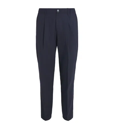 Herno Stretch Virgin Wool Trousers In Blue