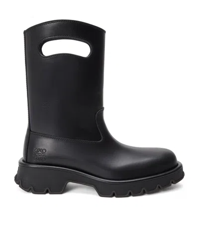 Loewe Calfskin Bobby Handle Boots 45 In Black