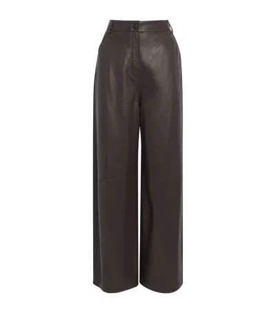 Yves Salomon Lambskin Wide-leg Trousers In Brown