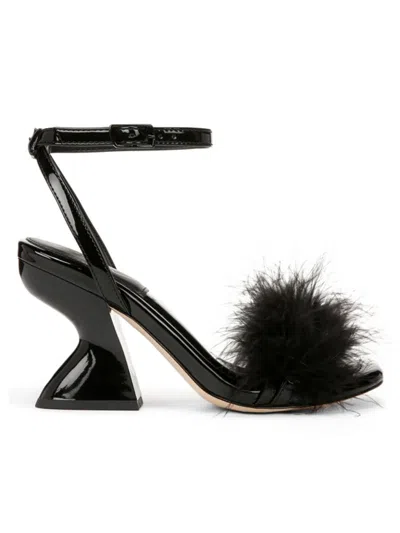 Circus Ny By Sam Edelman Women's Brenna 90mm Faux-fur Trim Sandals In Black