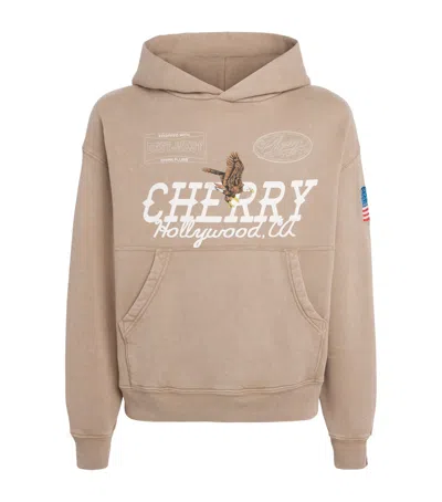 Cherry Los Angeles Cotton Logo Print Hollywood Hoodie In Brown