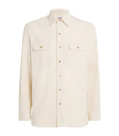 Ralph Lauren Sea Island Cotton Fine-wale Corduroy Shirt In White