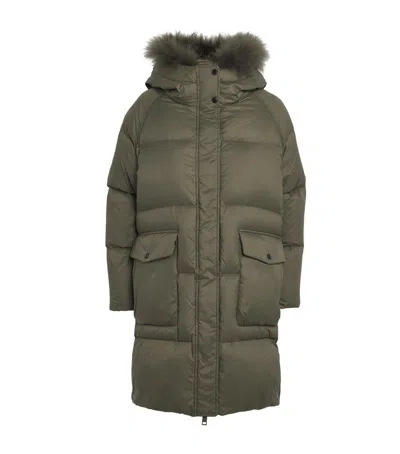 Yves Salomon Down Fox Fur-trim Puffer Jacket In Green