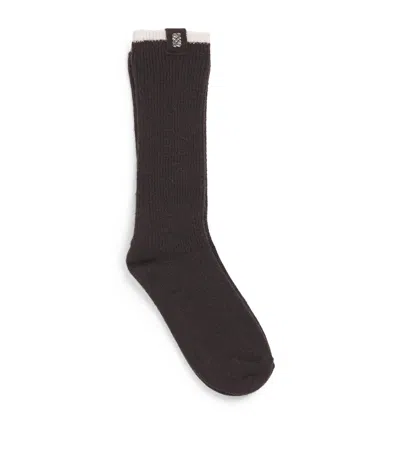 Sandro Wool-cashmere-blend Two-tone Socks In Brown