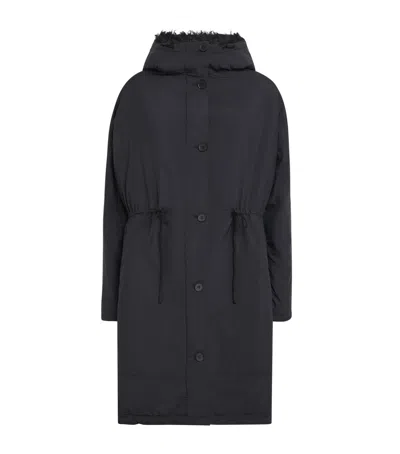 Yves Salomon Down Lambskin-trim Parka Coat In Black