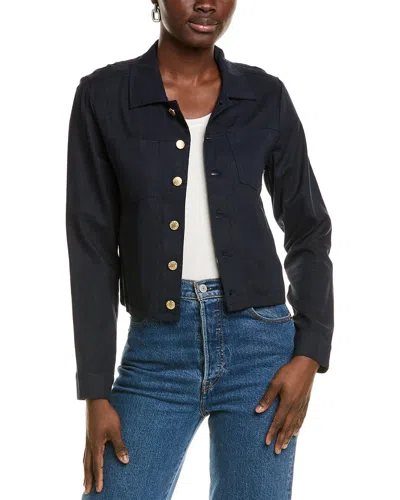 Ellen Tracy Linen-blend Crop Jacket In Blue